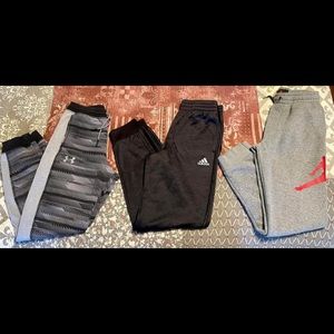 Under Armour, Adidas and Jordan Youth Boys Joggers. Size Large 3 Pair